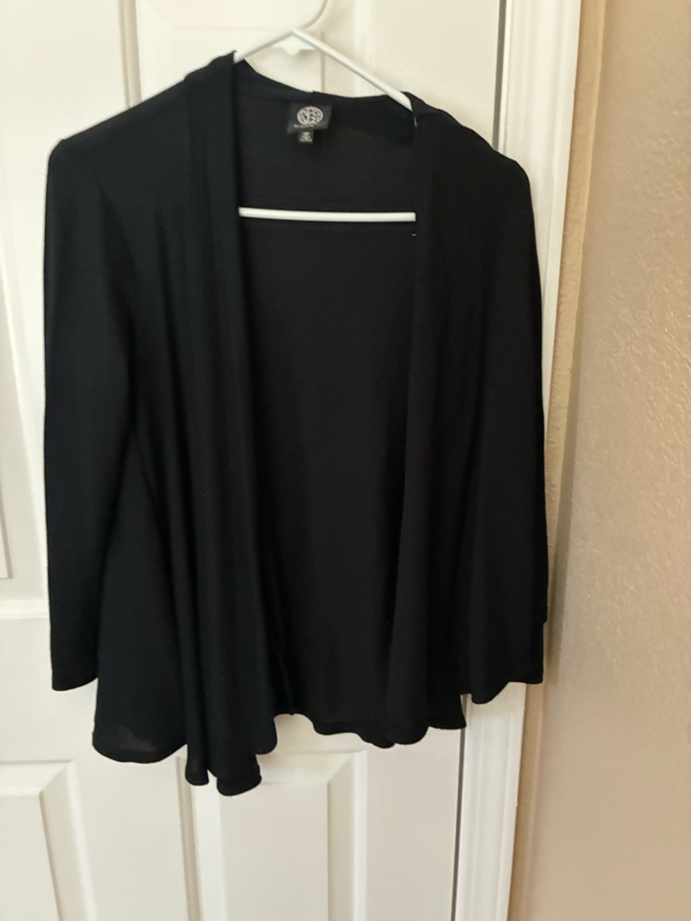 bobeau Black Open-Front Draped Cardigan